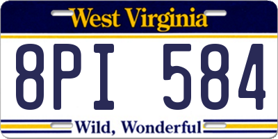 WV license plate 8PI584