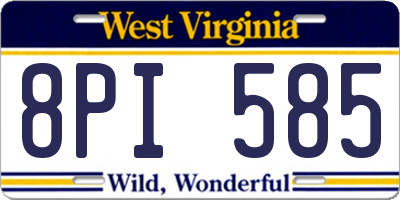 WV license plate 8PI585