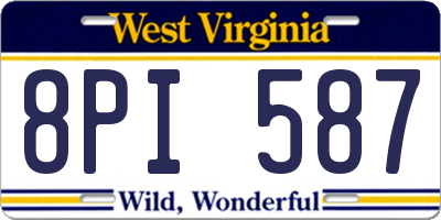 WV license plate 8PI587