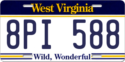 WV license plate 8PI588