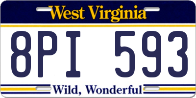 WV license plate 8PI593