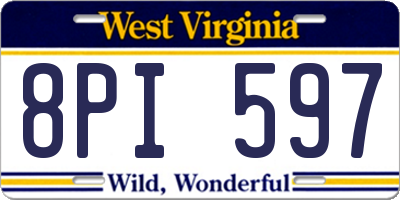 WV license plate 8PI597