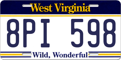 WV license plate 8PI598