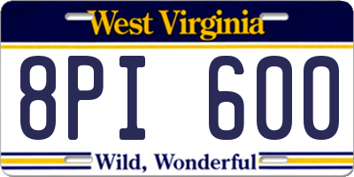 WV license plate 8PI600
