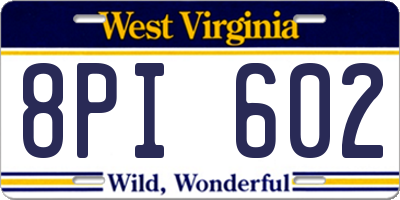 WV license plate 8PI602