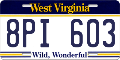 WV license plate 8PI603