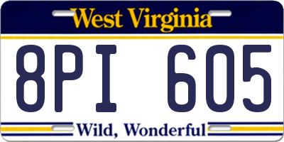 WV license plate 8PI605