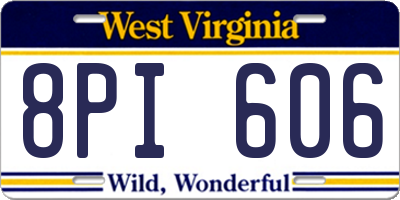 WV license plate 8PI606