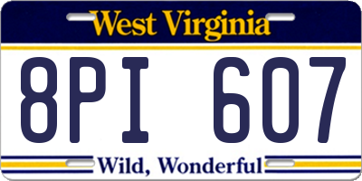WV license plate 8PI607
