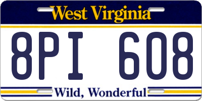 WV license plate 8PI608