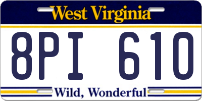 WV license plate 8PI610