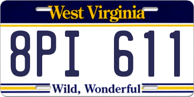 WV license plate 8PI611