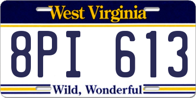 WV license plate 8PI613