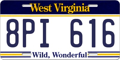 WV license plate 8PI616