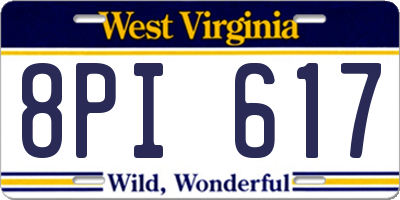 WV license plate 8PI617