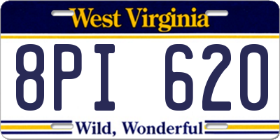 WV license plate 8PI620