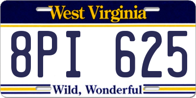 WV license plate 8PI625