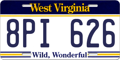 WV license plate 8PI626