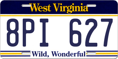 WV license plate 8PI627