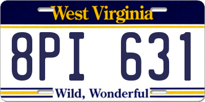 WV license plate 8PI631