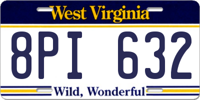 WV license plate 8PI632