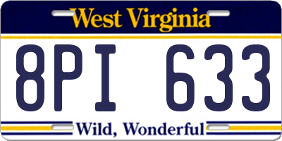 WV license plate 8PI633