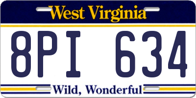 WV license plate 8PI634