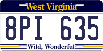 WV license plate 8PI635