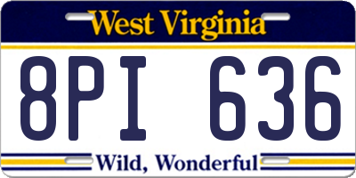 WV license plate 8PI636