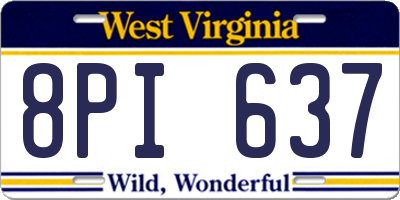 WV license plate 8PI637