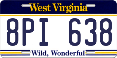 WV license plate 8PI638