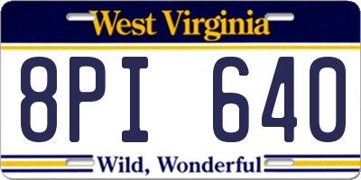 WV license plate 8PI640