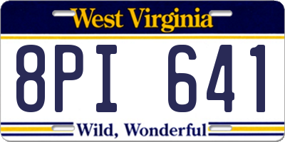 WV license plate 8PI641