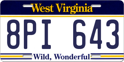 WV license plate 8PI643