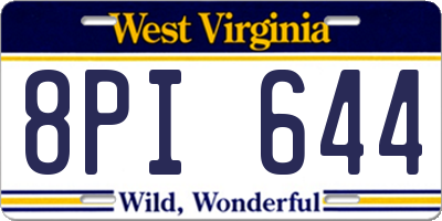 WV license plate 8PI644