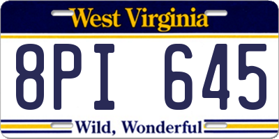 WV license plate 8PI645