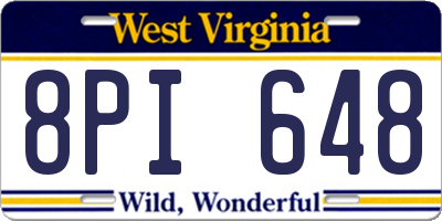 WV license plate 8PI648