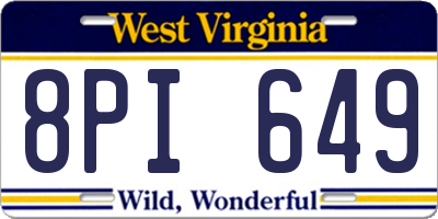 WV license plate 8PI649