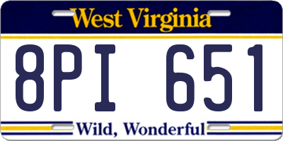 WV license plate 8PI651