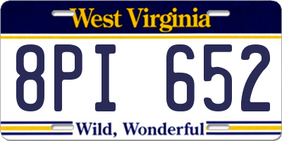 WV license plate 8PI652