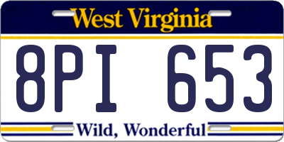 WV license plate 8PI653