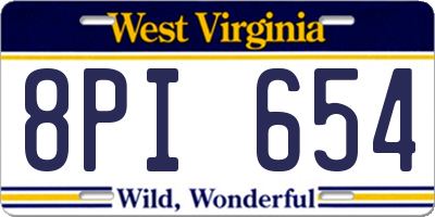 WV license plate 8PI654