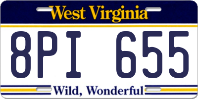 WV license plate 8PI655