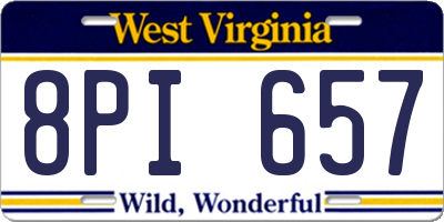 WV license plate 8PI657