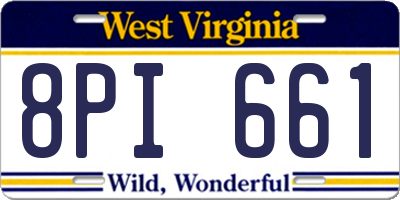 WV license plate 8PI661