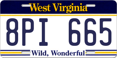 WV license plate 8PI665
