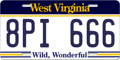 WV license plate 8PI666