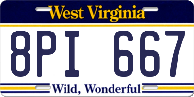 WV license plate 8PI667