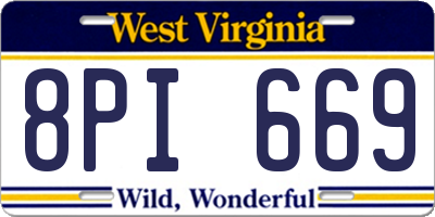 WV license plate 8PI669