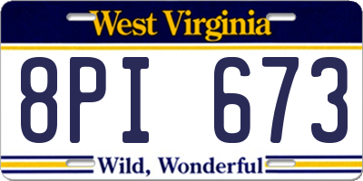 WV license plate 8PI673